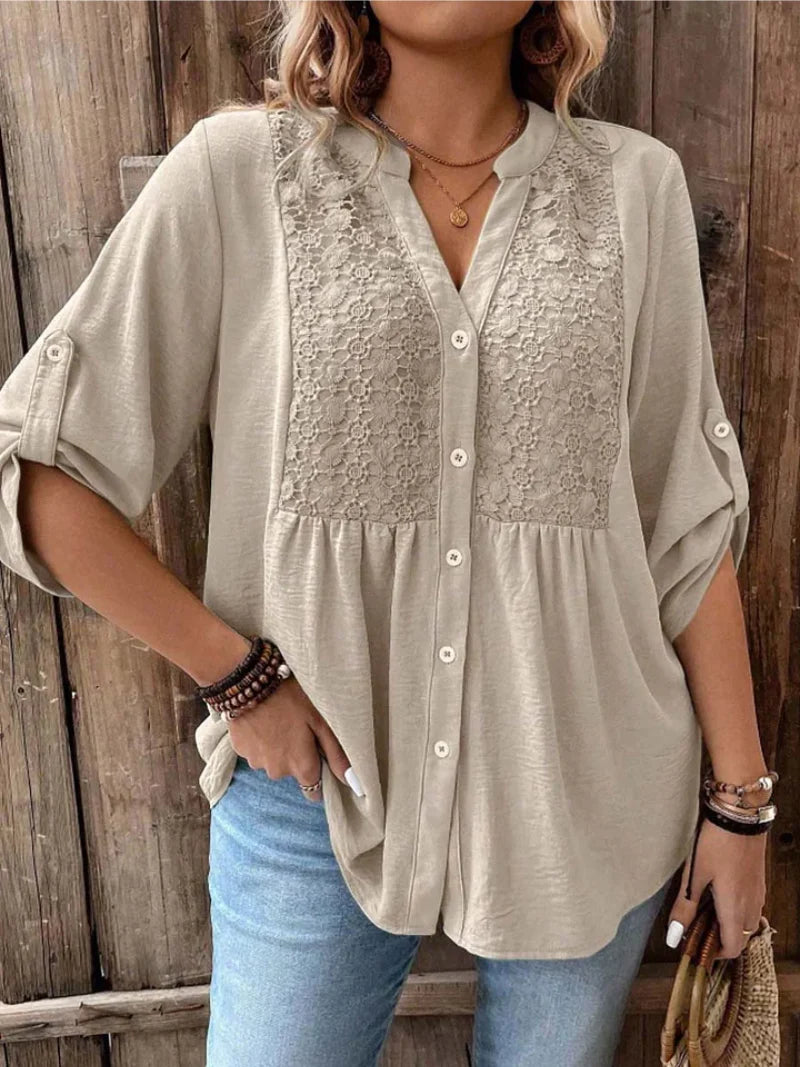 Camicia Noor Scollo a V con Bottoni