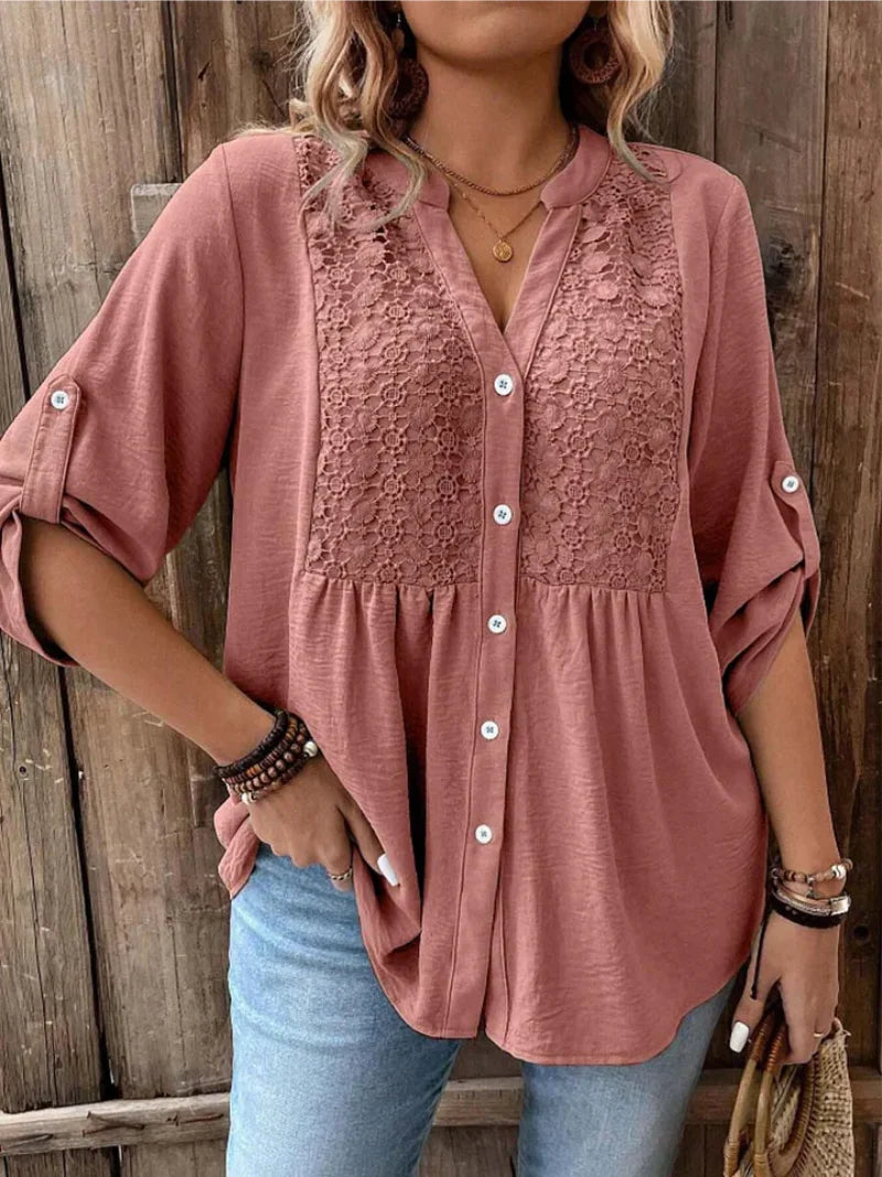 Camicia Noor Scollo a V con Bottoni