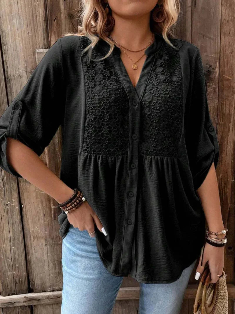 Camicia Noor Scollo a V con Bottoni